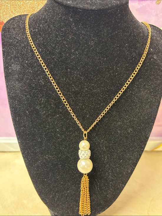 Jewelry - Gold Pearl Tassel Pendant Necklace